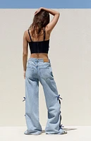 PacSun Light Indigo Bow Low Rise Baggy Jeans