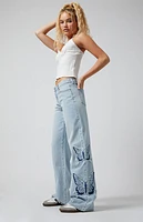 Pacsun Casey Butterfly Low Rise Baggy Jeans Light Indigo