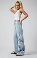 PacSun Casey Butterfly Low Rise Baggy Jeans Light Indigo