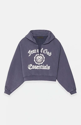 Fear of God Essentials Women's Marine Heavy Fleece Cropped V-Neck Hoodie