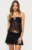 Edikted Jettie Sheer Chiffon Split Front Top