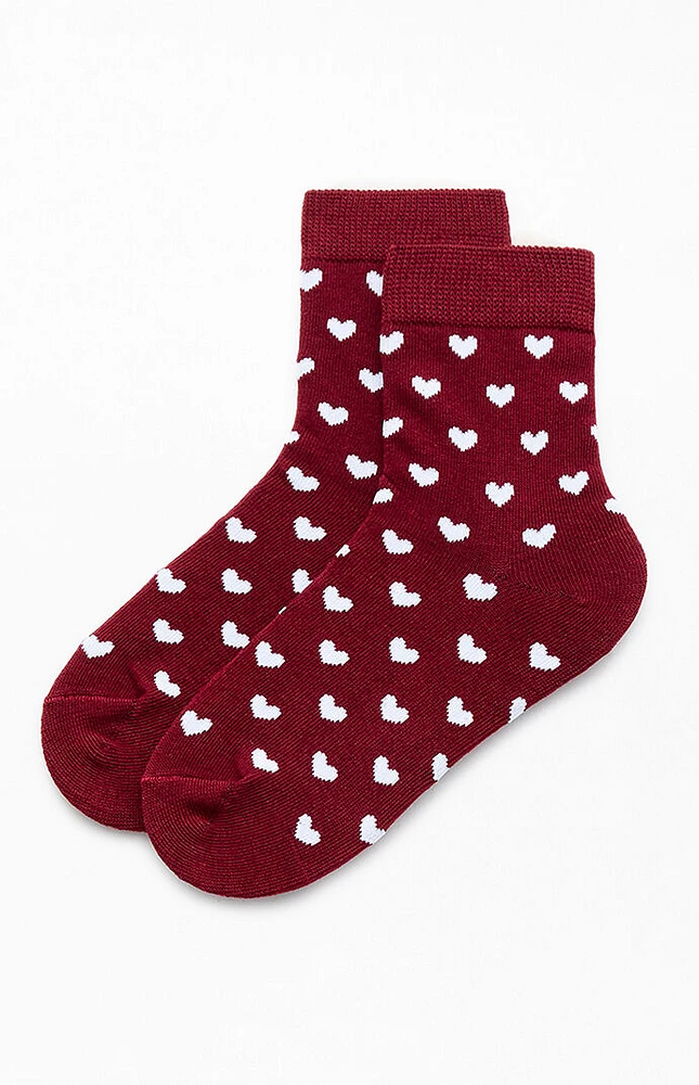 John Galt Burgundy Heart Socks