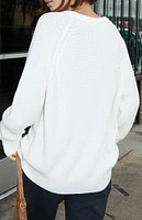 John Galt White Knit Pullover Sweater