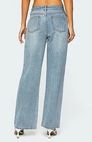 Edikted Ery Wide Leg Mid Rise Jeans