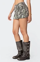 Edikted Camo Denim Mini Skirt