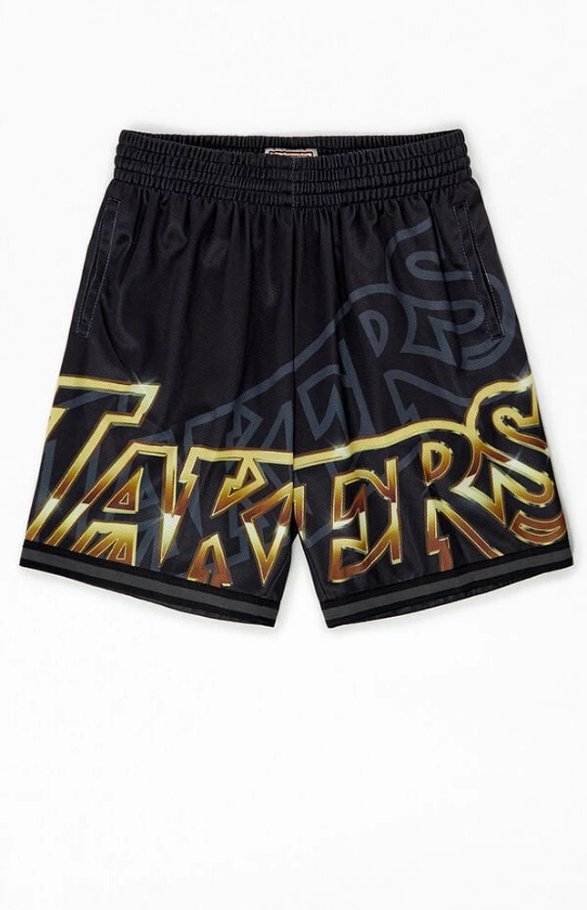 Mitchell & Ness LA Lakers Big Font Mesh Basketball Shorts