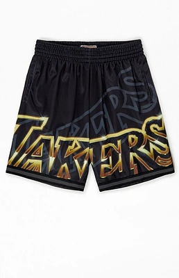Mitchell & Ness LA Lakers Big Font Mesh Basketball Shorts