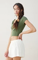 Beverly and Beck Lace Trim Linen Shorts