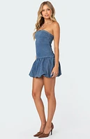 Edikted Denim Bubble Skirt Mini Dress