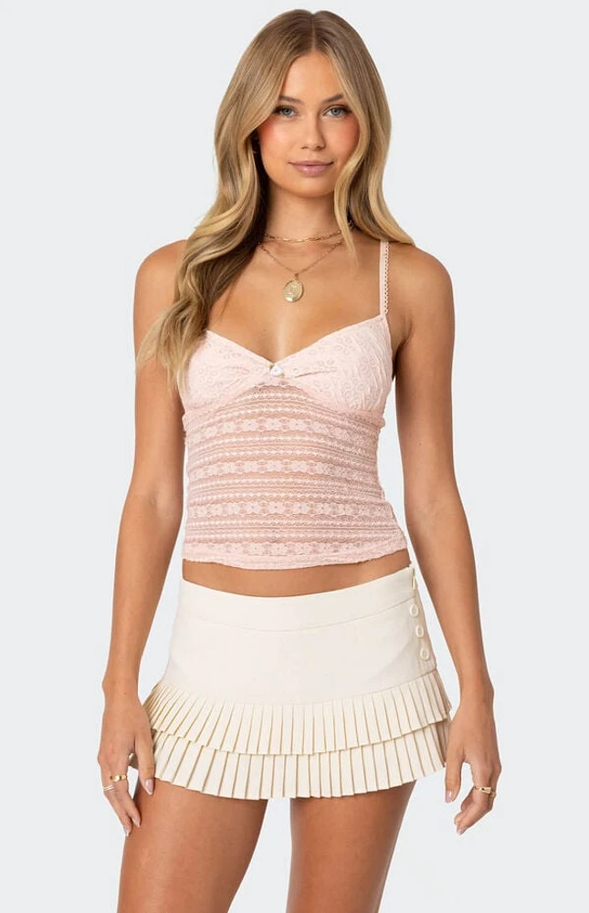 Edikted Tuesday Textured Lace Tank Top