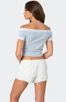 Edikted Lace Trim Off The Shoulder Top