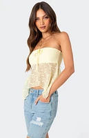 Edikted Embroidered Sheer Strapless Top