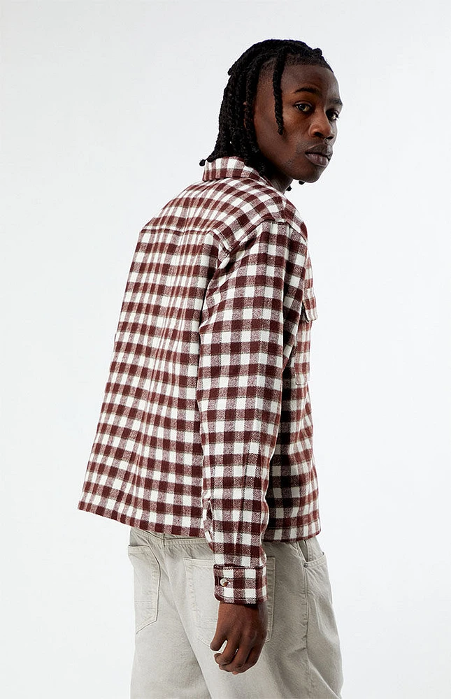 Cropped Embroidered Flannel Shirt