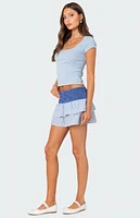 Edikted Double Gingham Ruffled Mini Skirt