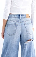 PacSun Casey Light Indigo Butt Slit Low Rise Baggy Jeans