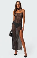 Edikted Sheer Micro Sequin Slitted Maxi Dress