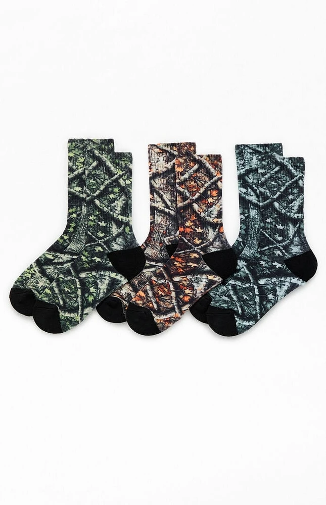 PacSun 3 Pack Camo Tree Crew Socks