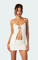 Edikted Alessia Tie Front Ruffled Top