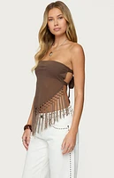 Edikted Backless Sheer Mesh Strapless Top