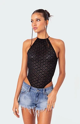 Edikted Sheer Lace Open Back Bodysuit