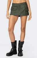 Edikted Faux Leather Cargo Micro Skort