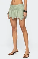 Edikted Asymmetric Layered Lace Mesh Mini Skort