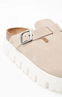 Birkenstock Women's Suede Boston Chunky Clogs Warm Sand