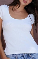John Galt White Leslie Scalloped Top