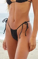 Salero Swim by Pacsun Black Polka Dot Tie Side Tanga Bikini Bottom