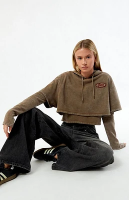 GUESS Originals Vintage Layered Cropped Hoodie