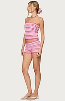Edikted Nola Striped Textured Knit Strapless Top