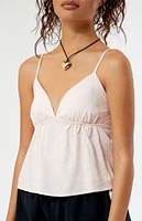 LA Hearts Linen V-Neck Babydoll Tank Top