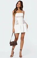 Edikted Lacey Linen Look Mini Dress