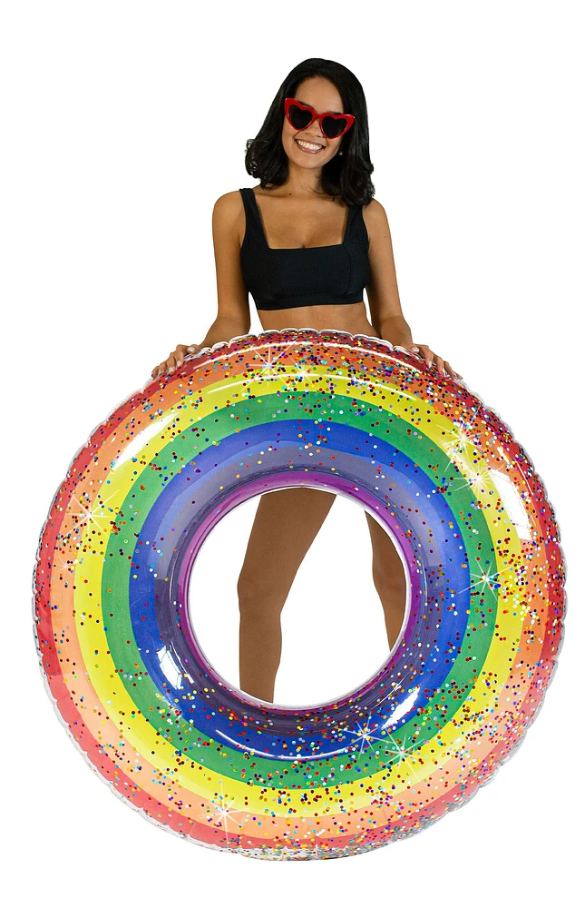 PoolCandy Classic Rainbow Glitter Jumbo Pool Tube