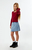 PacSun Kids Heart Denim Mini Skirt