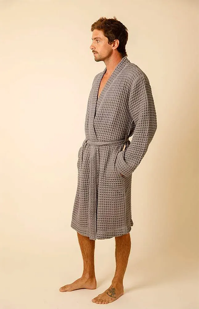 Organic The Weightless Gray Black Waffle Robe