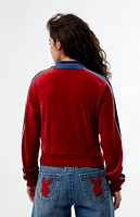 True Religion Velour Paneled Cropped Track Jacket