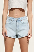 PacSun Light Indigo Ripped Denim Mom Shorts