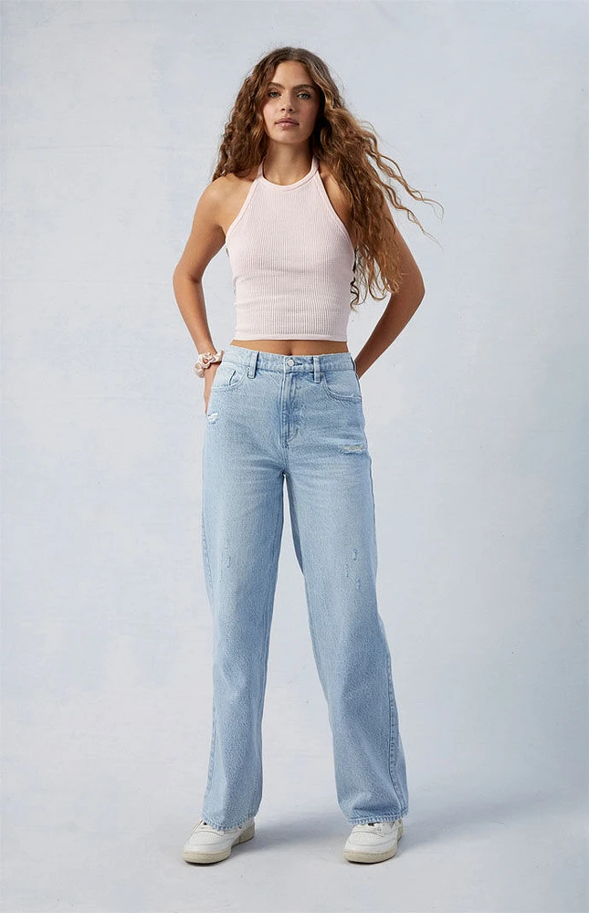 PacSun Cali Light Indigo Ripped Baggy Boyfriend Jeans