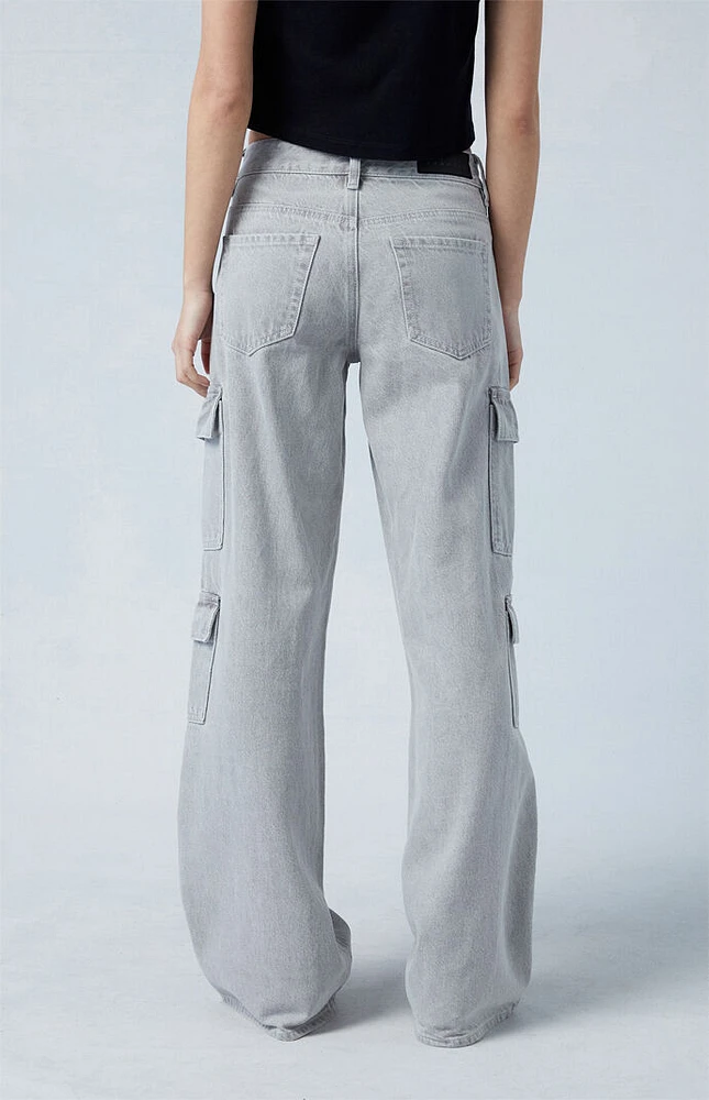 PacSun Eco Light Gray Low Rise Baggy Cargo Jeans