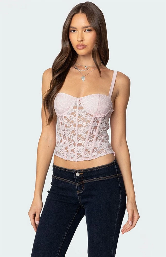 Edikted Drew Sheer Lace Cupped Corset