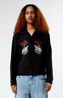 PacSun Silver Lake Embroidered Long Sleeve Camp Shirt
