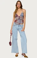 Edikted Mixed Patchwork Backless Halter Top