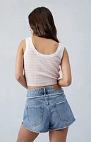 Pacsun Eco Light Indigo Frayed High Waisted Denim Festival Shorts