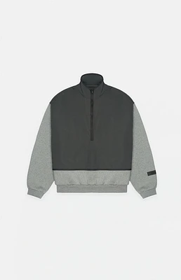 Fear of God Essentials Dark Heather Oatmeal Ink Nylon Fleece Mock Neck Sweatshirt