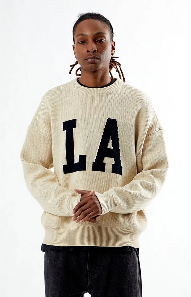 Pacsun Cream Los Angeles Crew Neck Sweater
