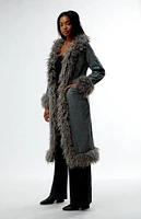 Daisy Street Faux Suede Fur Coat