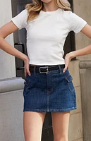 John Galt Dark Blue Agatha Denim Mini Skirt