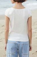 John Galt White Floral Gina Cinched Top