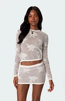 Edikted Saga Embroidered Sheer Knit Top